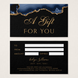 Blue and Gold Agate auf Black Gift Card