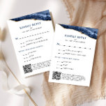 Blue and Gold Agate Bar Mitzvah QR Code, Vertikal RSVP Karte<br><div class="desc">Diese schöne Antwortkarte bietet marineblau und goldgelb und Ihren personalisierten Text in einem vertikalen Format. Ändern Sie mit dem Entwurfstool die Schriftart oder das Layout.</div>