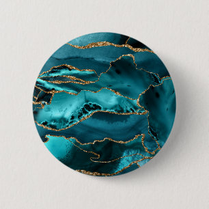 Blue and Gold Agate Button