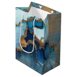 Blue and Gold Agate Marble Geode Gift Wrap Mittlere Geschenktüte