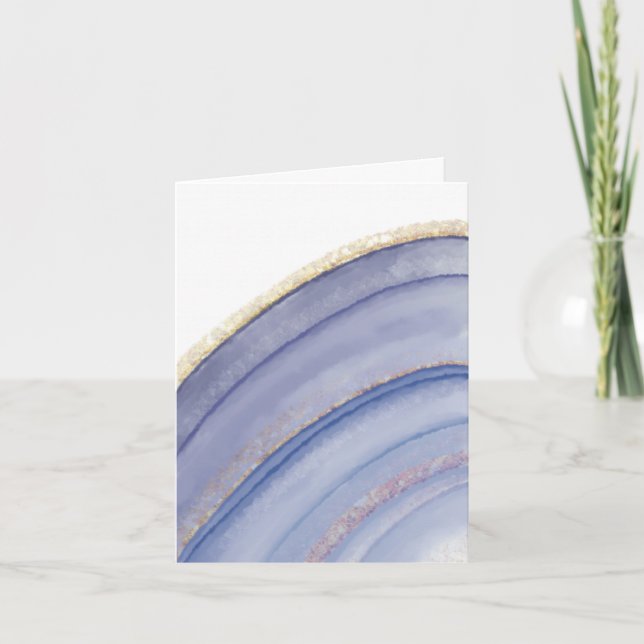 Blue and Gold Agate Notecards Dankeskarte (Vorderseite)