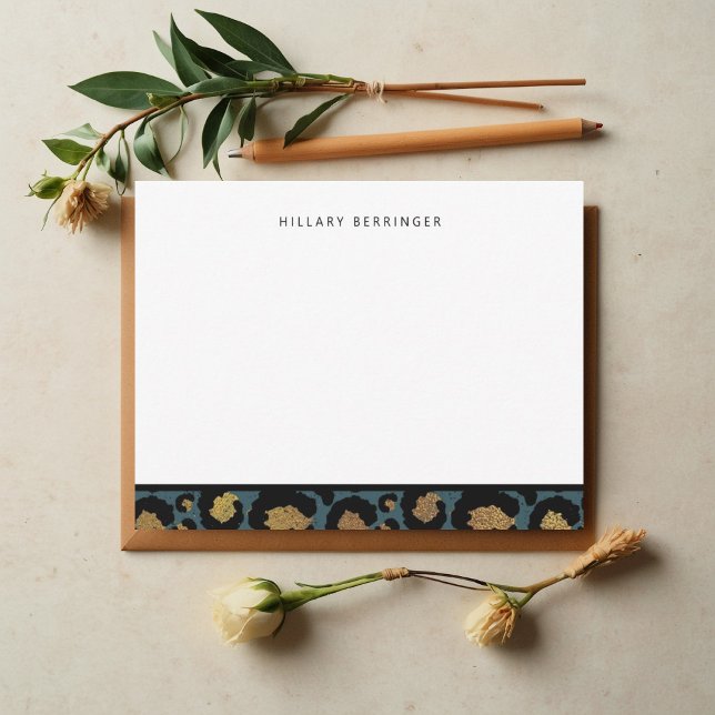 Blue and Gold Animal Print Mitteilungskarten (Von Creator hochgeladen)