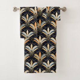 Blue and Gold Art Deco Badhandtuch Set