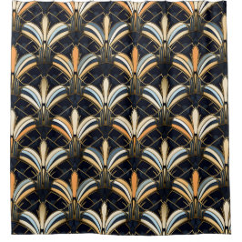 Blue and Gold Art Deco Duschvorhang