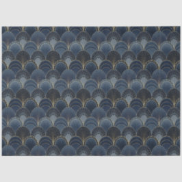 Blue and Gold Art Deco Scallop Luxus Decoupage Seidenpapier