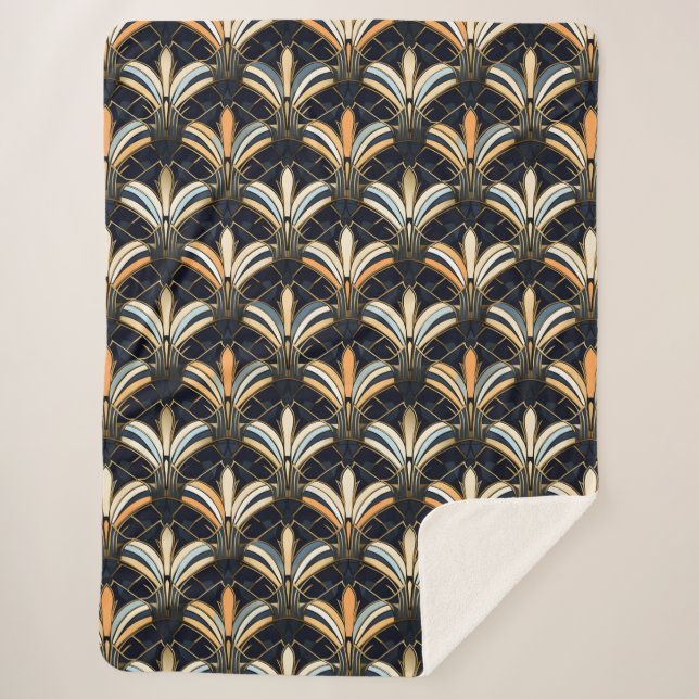 Blue and Gold Art Deco Sherpadecke (Vorderseite)