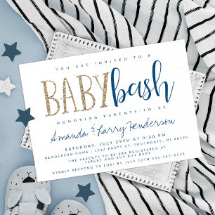 Blue and Gold Baby Bash, Couples Baby Dusche Einladung