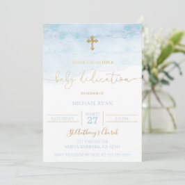 Blue and Gold Baby Dedication Einladung Baby Boy