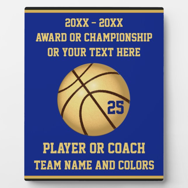 Blue and Gold Basketball Award für Spieler, Coach Fotoplatte (Vorderseite)