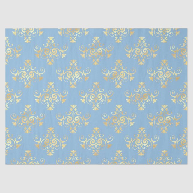 Blue and Gold Bees Series Design #7 Seidenpapier (Vorderseite)