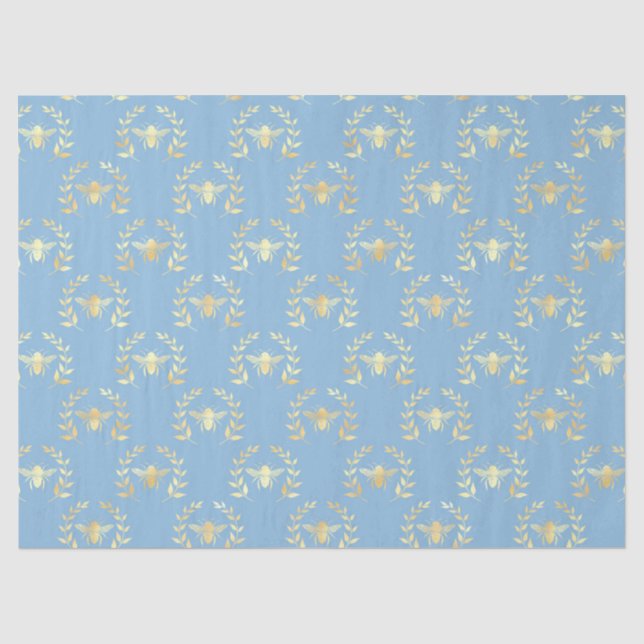 Blue and Gold Bees Series Design #9 Seidenpapier (Vorderseite)