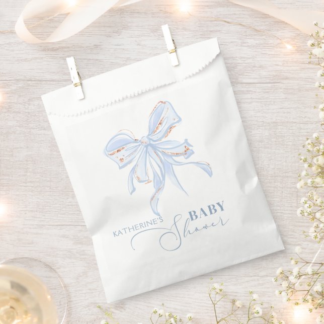 Blue and Gold Bow Chick Boy Baby Dusche Geschenktütchen (Ausgeschnitten)