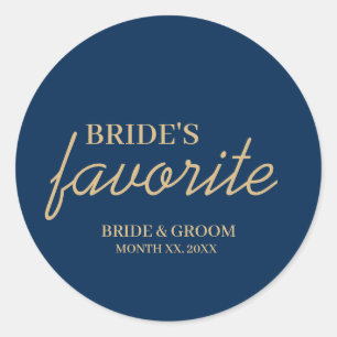 Blue and Gold Bride's Lieblings-Snack-Hochzeit Runder Aufkleber