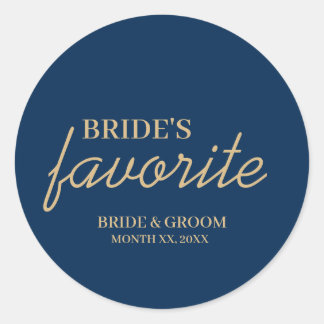 Blue and Gold Bride's Lieblings-Snack-Hochzeit Runder Aufkleber
