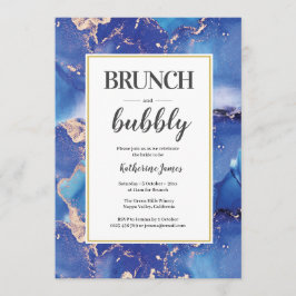 Blue and Gold Brunch & Bubbly Einladung