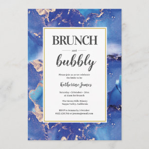 Blue and Gold Brunch & Bubbly Einladung