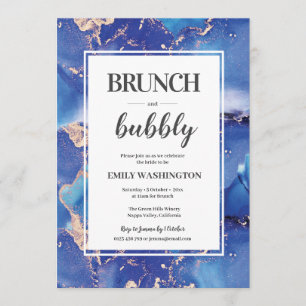 Blue and Gold Brunch & Bubbly Invasion Einladung