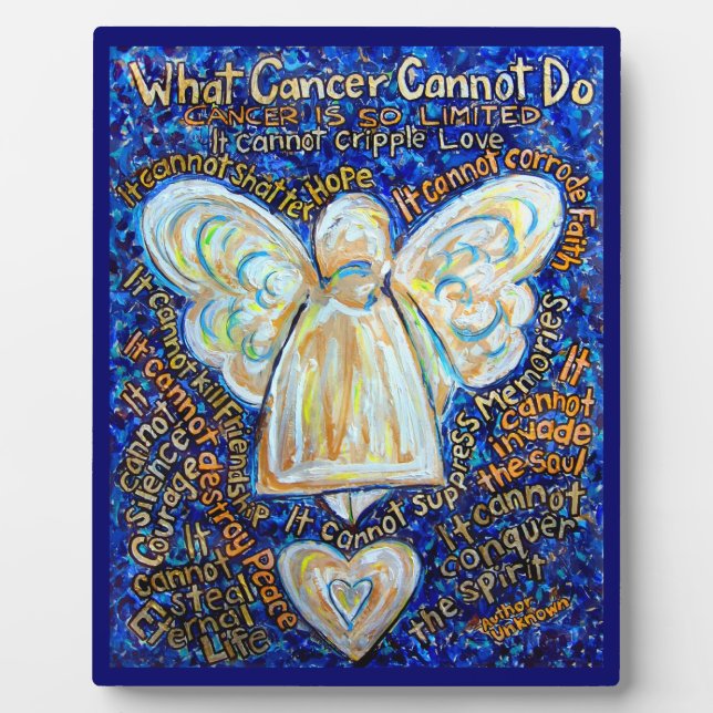 Blue and Gold Cancer Angel Painting Gedicht Plaque Fotoplatte (Vorderseite)