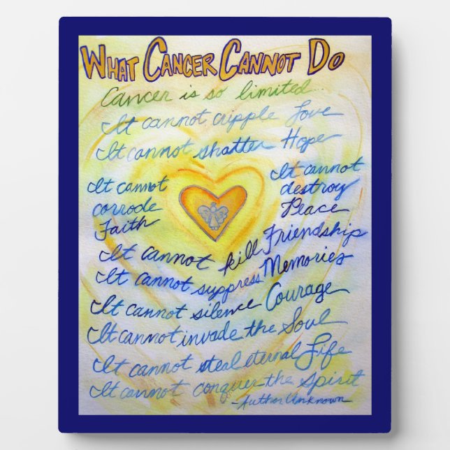 Blue and Gold Cancer Angel Painting Gedicht Plaque Fotoplatte (Vorderseite)