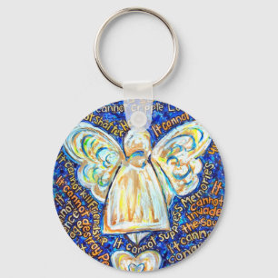 Blue and Gold Cancer Angel Schlüsselanhänger