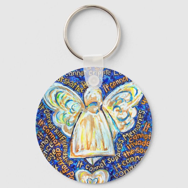 Blue and Gold Cancer Angel Schlüsselanhänger (Vorderseite)