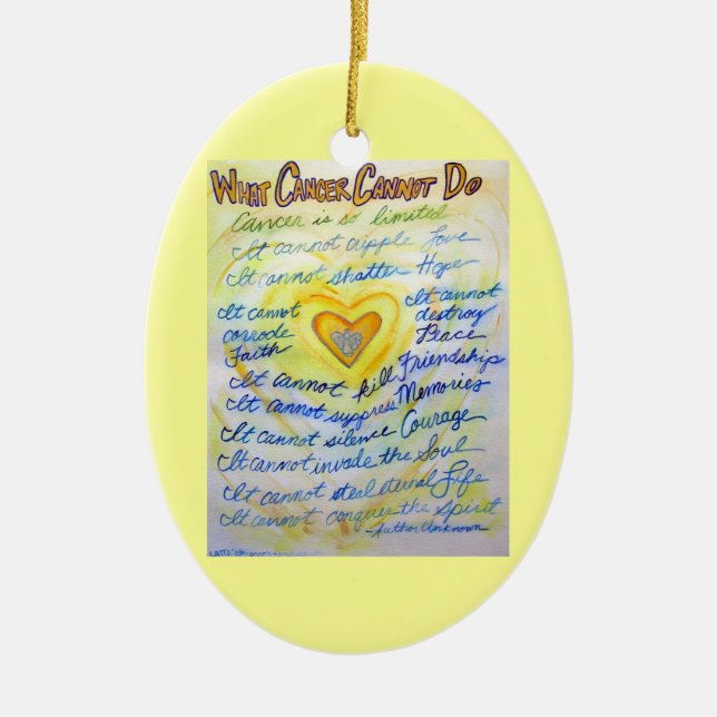 Blue and Gold Cancer Heart Ornament Customized (Vorne)