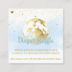 Blue and Gold Celestial Baby Duwer Diaper Raffles Begleitkarte