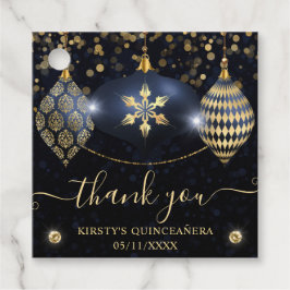 Blue and Gold Christmas Baubles Quinceanera Geschenkanhänger
