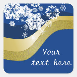 Blue and Gold Christmas Theme Label Quadratischer Aufkleber