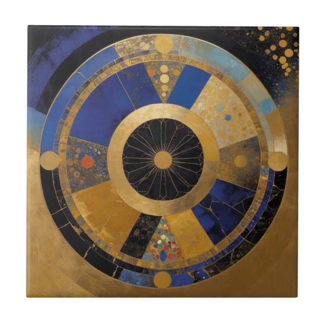 Blue and Gold Circle Fliese (Vorderseite)