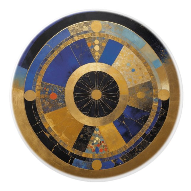 Blue and Gold Circle Keramikknauf (Vorderseite)