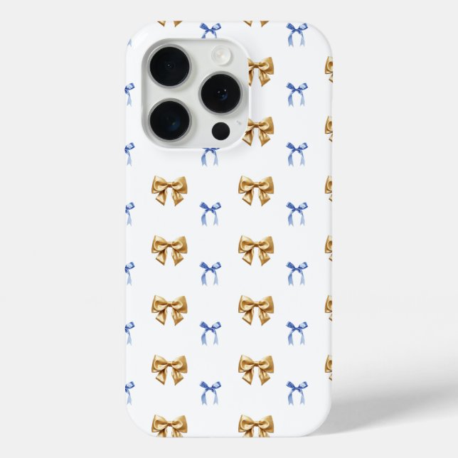 Blue and Gold Coquette Bow Case-Mate iPhone Hülle (Rückseite)