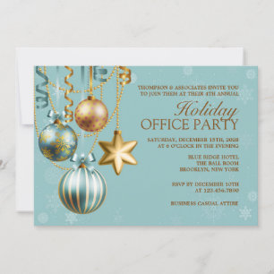 Blue and Gold Corporate Holiday Party Einladung