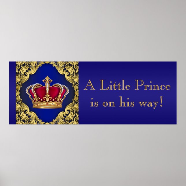 Blue and Gold Crown Prince Baby Duschbanner Poster (Vorne)