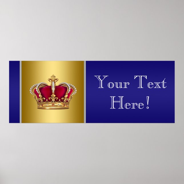 Blue and Gold Crown Prince Baby Duschbanner Poster (Vorne)