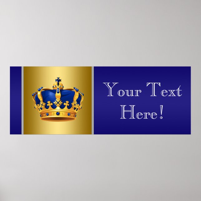 Blue and Gold Crown Prince Baby Duschbanner Poster (Vorne)