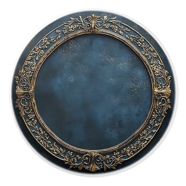 Blue and Gold Dark Academia Keramikknauf (Vorderseite)