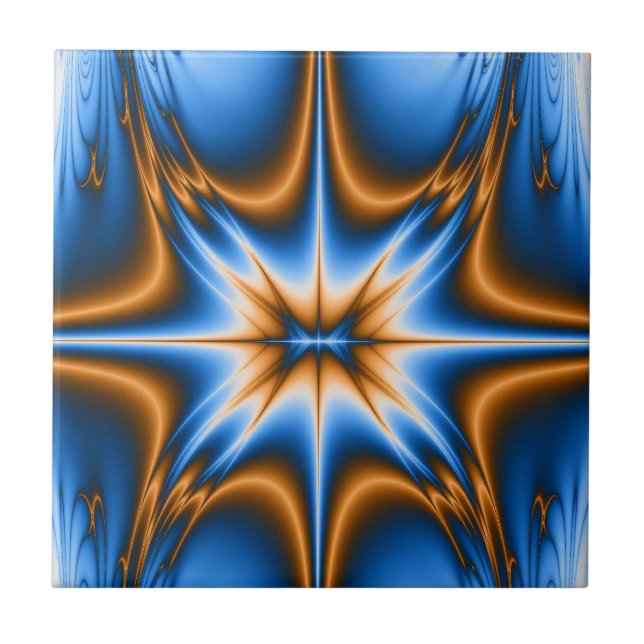 Blue and Gold Design Star Fliese (Vorderseite)