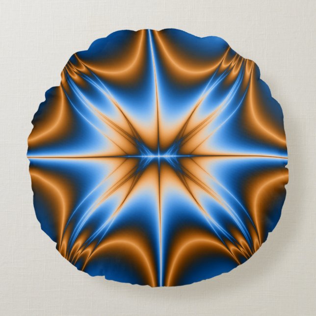 Blue and Gold Design Star Rundes Kissen (Vorderseite)
