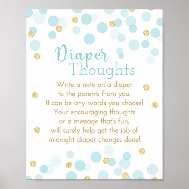 Blue and Gold Diaper Threads Baby Boy Dusche Poster (Vorne)