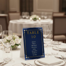 Blue and Gold Elegant Border Table Tent Sign