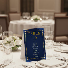 Blue and Gold Elegant Border Table Tent Sign Tischaufsteller