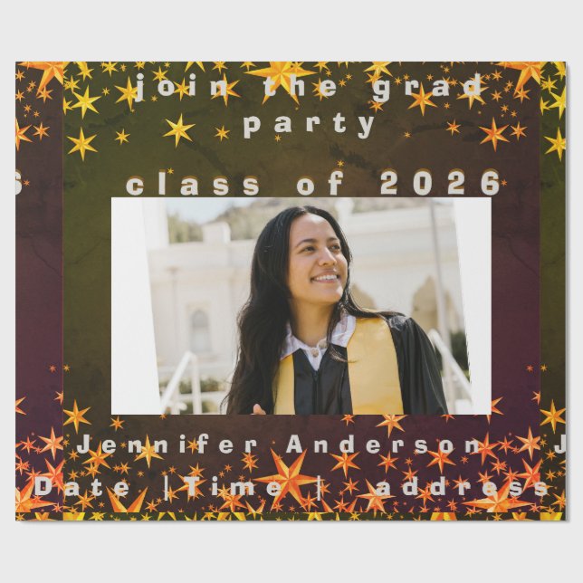 blue and gold elegant invitation geschenkpapier (Flach)