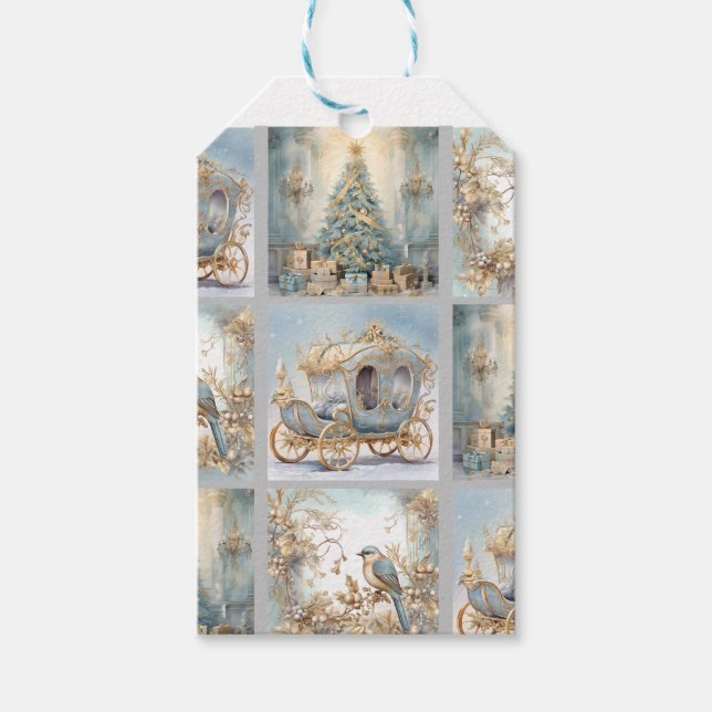 Blue and Gold Elegant Wrapping Paper Geschenketike Geschenkanhänger (Vorderseite)