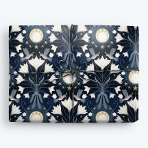 Blue and Gold Elegante Art Nouveau Hummingbird Moo