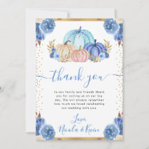 Blue and Gold Floral Pumpkins Hochzeit im Herbst