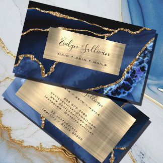 Blue and Gold Foor Agate Business Card Visitenkarte