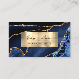 Blue and Gold Foor Agate Business Card Visitenkarte
