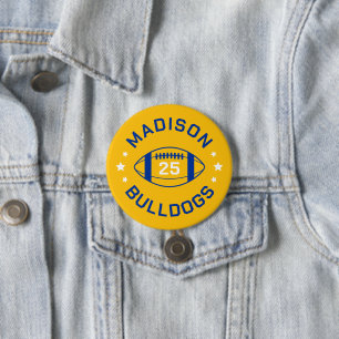 Blue and Gold Football Player Jersey Nummer Button