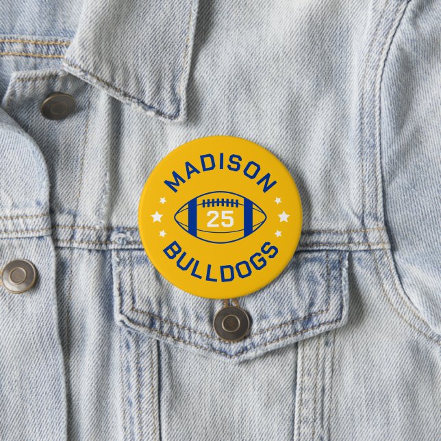 Blue and Gold Football Player Jersey Nummer Button (Beispiel)